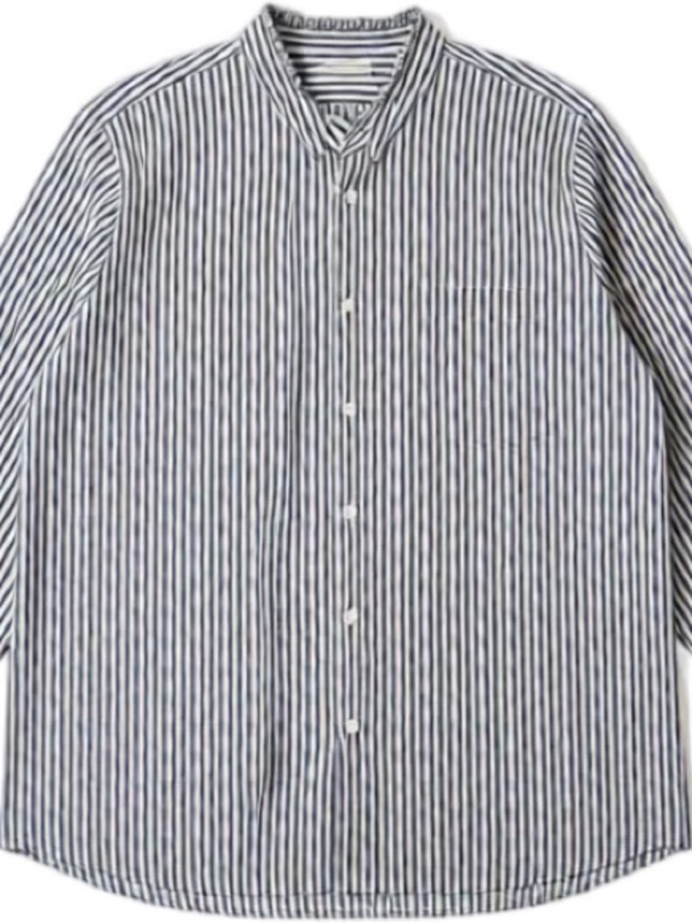 J. Crew Navy and White Vertical Stripe Button-Front Blouse